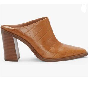 FOWT | Crocodile Mules | Chunky Stacked Heel Pointed Toe Mules | 10 | Brown